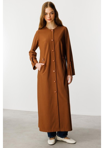 Özel Dökümlü Kumaş Aksesuarlı Kap/ Ferace-Kahve fiyatları