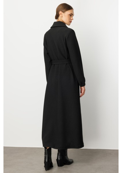 En Boy Farklı Garnilenmiş Otto Kumaşlı Içi Komple Astar Zamansız Özel Trench / Kap-Siyah fırsatları