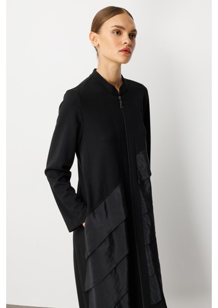 Krep Esnek Doku Poly Cupra Volan Garni Detaylı Kap Ferace-Siyah indirimleri