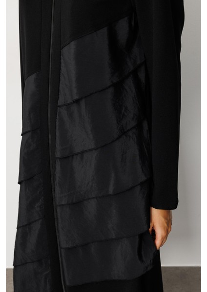 Krep Esnek Doku Poly Cupra Volan Garni Detaylı Kap Ferace-Siyah