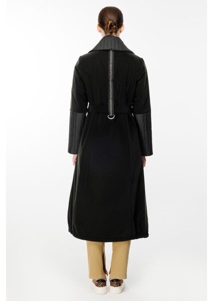 Ray Kapitone Detaylı Özel Mat Kumaş Içi Dolgulu Spor Manto Kaban-Siyah indirimleri