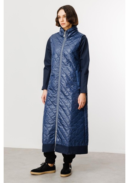 Rioy Kapitone ve Detay Kumaşlı Kaban Trench-Laci