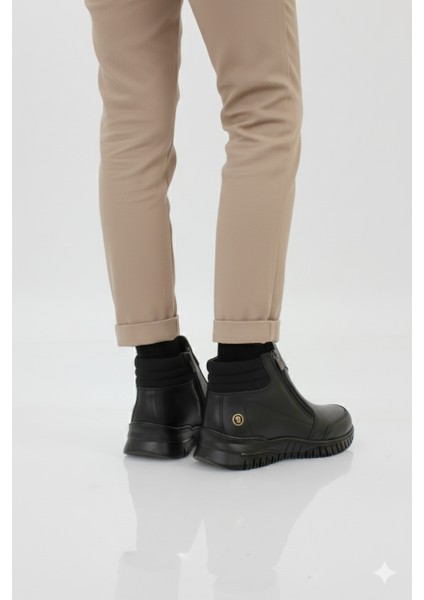 Kadın Hakiki Deri Günlük Düz Taban Çift Fermuarlı Ortopedik Bot AE25/KB1456 indirimleri