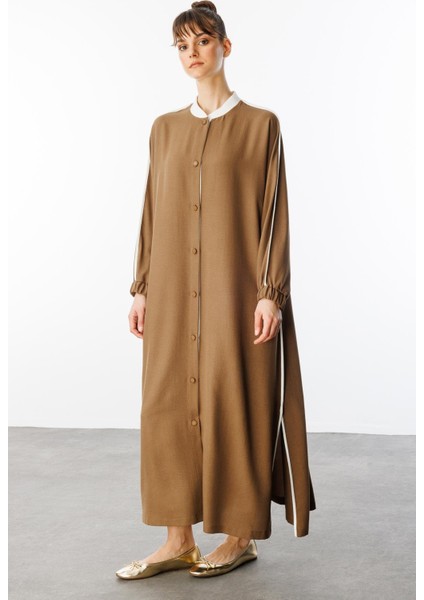 Ss Kontrast Biye Detaylı Ribana Yaka Spor Ipekçe Doku Kap/ Ferace-Vizon