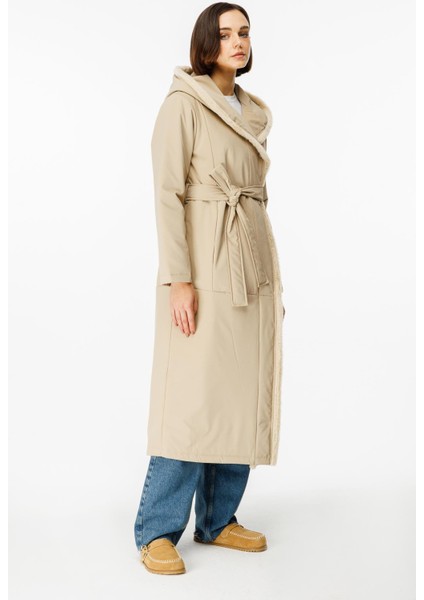 Özel Beden Kumaşı Yumuşak Kürkü ve Iç Dolgu Kaplamalı Kaban Manto-Taş fiyatları