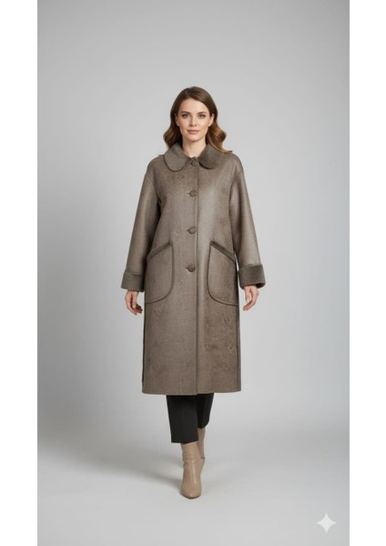 Çift Taraflı Kullanım Imkanlı Zamansız Hafif Manto Kaban-Füme (Antrasit)