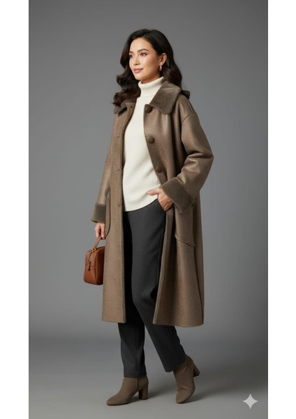 Çift Taraflı Kullanım Imkanlı Zamansız Hafif Manto Kaban-Füme (Antrasit) fiyatları