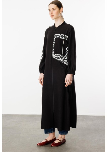 Ht Soho Desen Ince Ipekçe Dökümlü Spor Zamansız Kap Ferace-Siyah fiyatları