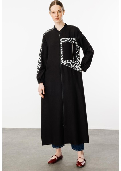 Ht Soho Desen Ince Ipekçe Dökümlü Spor Zamansız Kap Ferace-Siyah modelleri