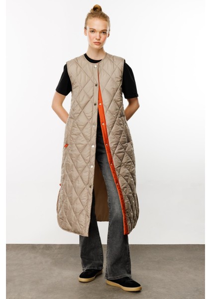 Armonia Çıt Çıt Kapamalı Renk Detayları ile Süslenmiş Zamansız Spor Yelek-Taş