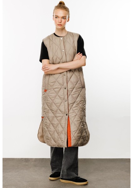 Armonia Çıt Çıt Kapamalı Renk Detayları ile Süslenmiş Zamansız Spor Yelek-Taş