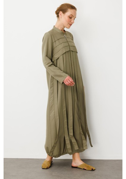 Rouge/ S Parça El Işi Dikiş Detaylı Elbise / Kap-Haki modelleri