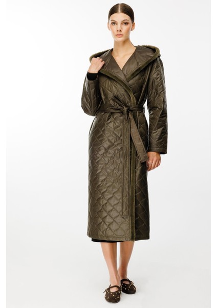 Sorf (Suni) Kürk Garni Baharlık Hafif Içi Dolgulu Spor Trenç Kap Kaban-Haki fiyatları