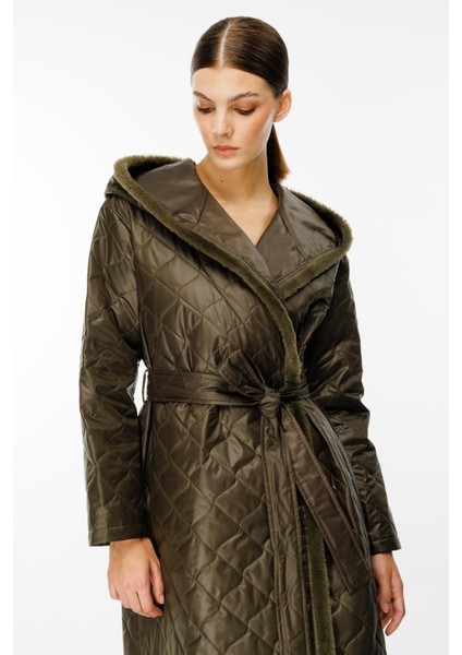 Sorf (Suni) Kürk Garni Baharlık Hafif Içi Dolgulu Spor Trenç Kap Kaban-Haki indirimleri