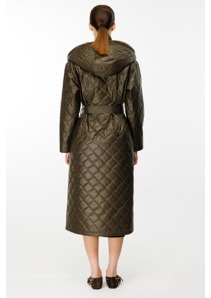 Sorf (Suni) Kürk Garni Baharlık Hafif Içi Dolgulu Spor Trenç Kap Kaban-Haki