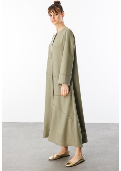 Zv Nervur Aller Dikiş Detaylı Ipekçe Doku Zamansız Spor Kap/ Ferace-Haki fiyatları