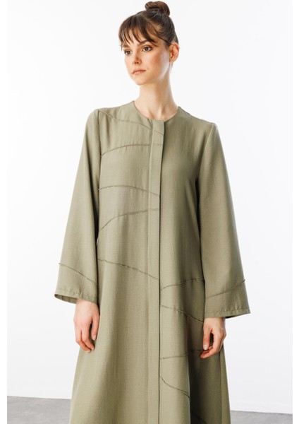 Zv Nervur Aller Dikiş Detaylı Ipekçe Doku Zamansız Spor Kap/ Ferace-Haki fırsatları