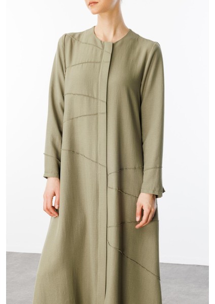 Zv Nervur Aller Dikiş Detaylı Ipekçe Doku Zamansız Spor Kap/ Ferace-Haki indirimleri