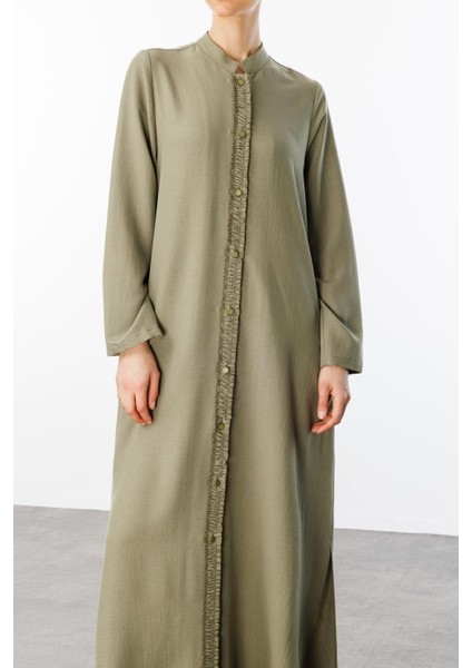 Hm Büzgü Detay Ön Pat ve Sırt Alleri Ipekçe Doku Spor Zamansız Kap/ Ferace-Haki fırsatları