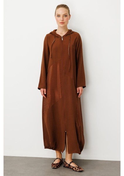 Perche Ince Ipekçe Dokulu Hafif Kap Ferace-Kahve