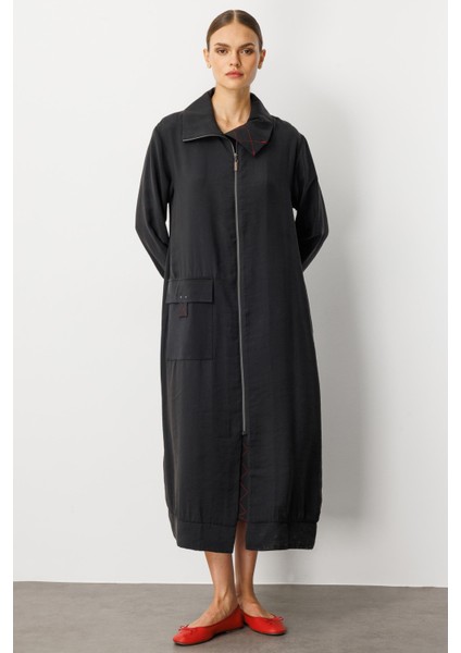 Soft Modal (%90 Modal Içerik) Rouge Garni Detaylı Kap Ferace-Siyah fiyatları