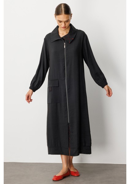 Soft Modal (%90 Modal Içerik) Rouge Garni Detaylı Kap Ferace-Siyah fırsatları