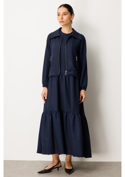 Ceket ve Iç Jile Kombin Ipekçe Elbise Ferace-Laci