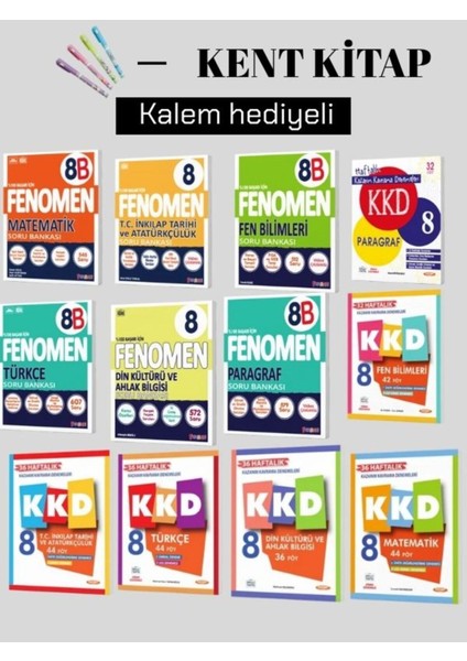 8. Sınıf Matematik - Fen B. - Türkçe - Paragraf - Inkılap T. -Din K. (B Set) Soru Bankaları -Kkd Set
