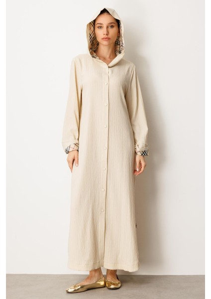 x Garni Spor Ince Hafif Özel Dokulu Zamansız Ferace Kap-Bej