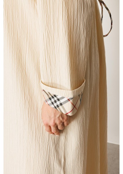 x Garni Spor Ince Hafif Özel Dokulu Zamansız Ferace Kap-Bej