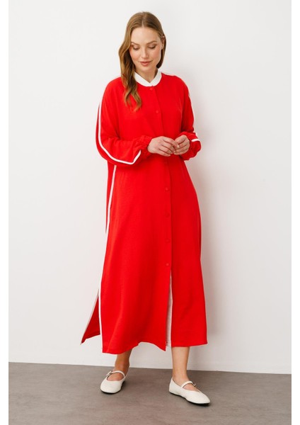 Ss Kontrast Biye Detaylı Ribana Yaka Spor Ipekçe Doku Kap/ Ferace-Mercan