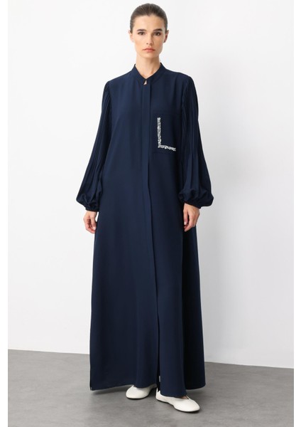 Pilise Kol ve Inci Cep Detaylı Ipekçe Kumaş Zamansız Ferace-Laci fiyatları