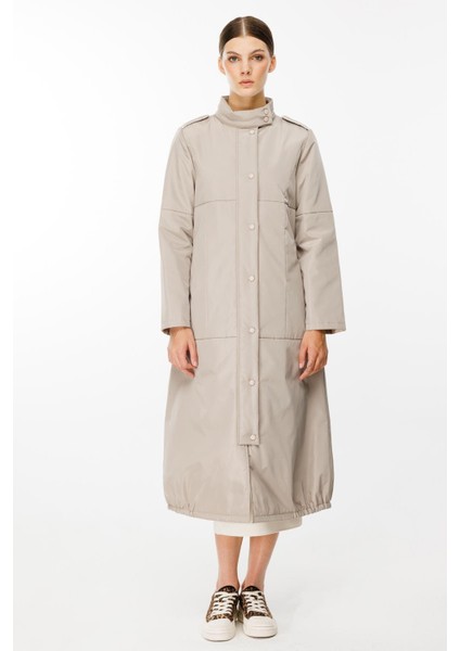 Newyork Iç Astarı Kapitone Dolgulu Çıt Çıt Kapamalı Spor Kaban-Taş