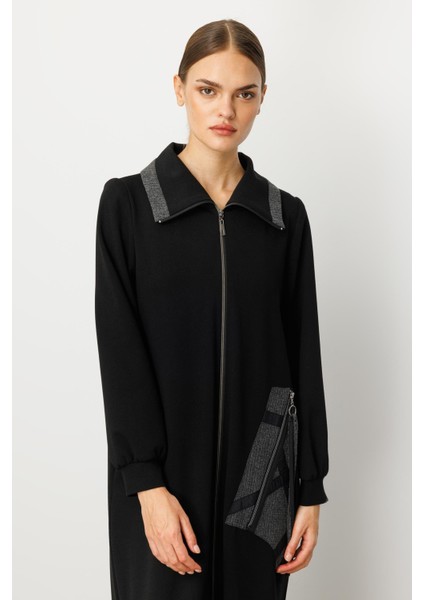 Krep Doku Özel El Işi Desen Işleme Spor Zamansız Kap/ferace-Siyah modelleri