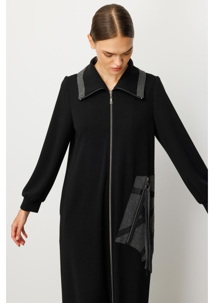 Krep Doku Özel El Işi Desen Işleme Spor Zamansız Kap/ferace-Siyah fırsatları