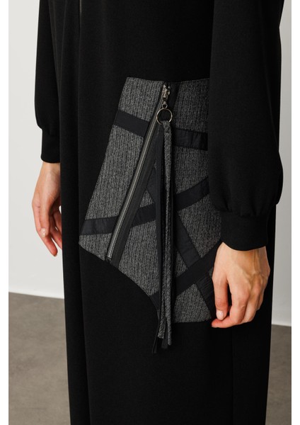 Krep Doku Özel El Işi Desen Işleme Spor Zamansız Kap/ferace-Siyah