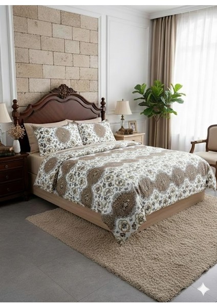 Tenorrclass Çift Kişilik Nevresim Takımı Çiçek Kahve