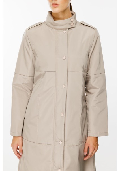 Newyork Iç Astarı Kapitone Dolgulu Çıt Çıt Kapamalı Spor Kaban-Taş