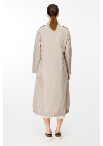 Newyork Iç Astarı Kapitone Dolgulu Çıt Çıt Kapamalı Spor Kaban-Taş