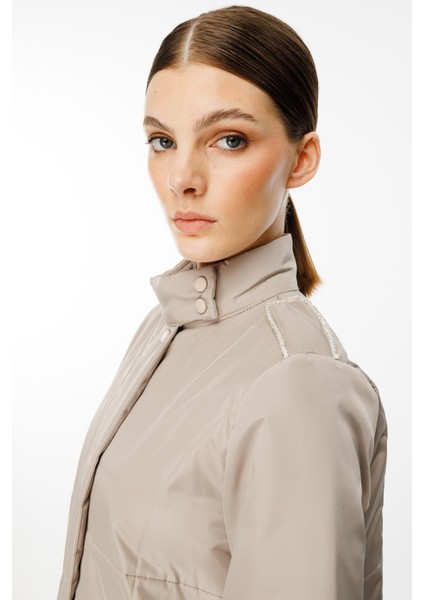 Newyork Iç Astarı Kapitone Dolgulu Çıt Çıt Kapamalı Spor Kaban-Taş