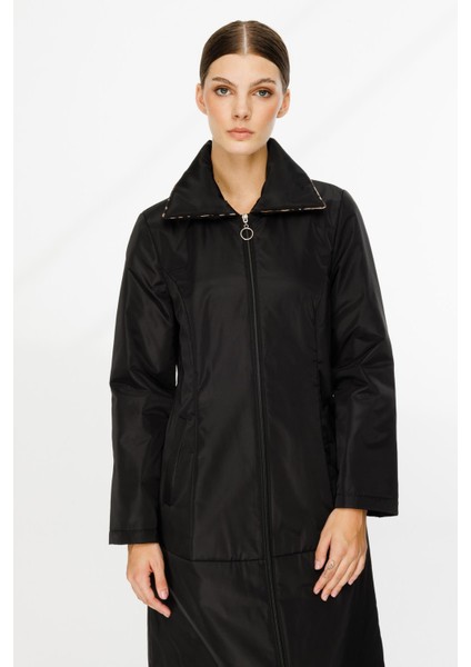 Leo Iç Astarı Kapitone Dolgulu Fermuarlı Yakası Leo Detaylı Kaban-Siyah modelleri