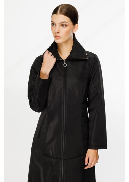 Leo Iç Astarı Kapitone Dolgulu Fermuarlı Yakası Leo Detaylı Kaban-Siyah fırsatları