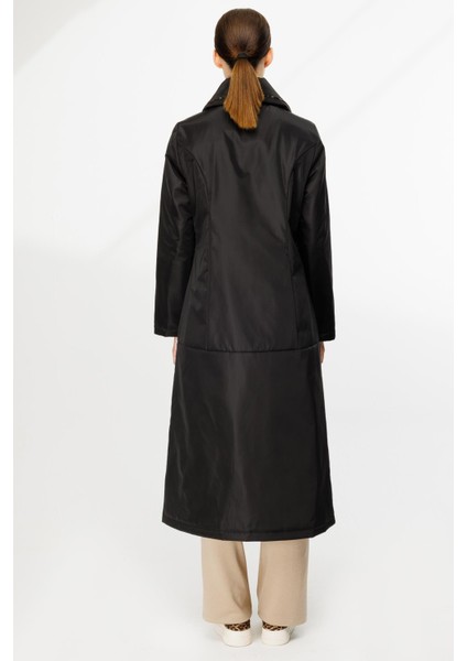 Leo Iç Astarı Kapitone Dolgulu Fermuarlı Yakası Leo Detaylı Kaban-Siyah indirimleri