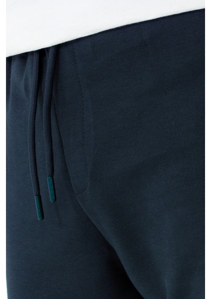 Erkek Lacivert Jogger Pantolon Bağcıklı Lastikli Bel Rahat Kesim Eşofman Altı