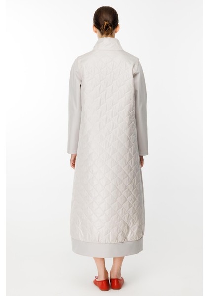 Rioy Kapitone ve Detay Kumaşlı Kaban Trench-Gri fırsatları