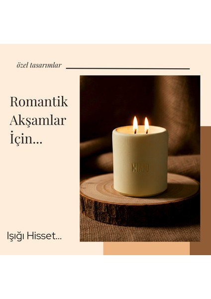 Modern Evlere Şık Dokunuş, Çift Alevli Dekoratif Mum, Sevdiklerinize Çok Özel Hediye, Sarı Renk fiyatları