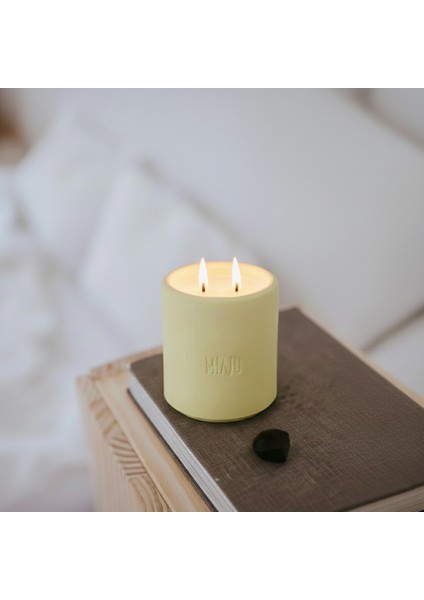 Modern Evlere Şık Dokunuş, Çift Alevli Dekoratif Mum, Sevdiklerinize Çok Özel Hediye, Sarı Renk fırsatları