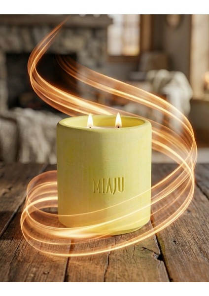 Modern Evlere Şık Dokunuş, Çift Alevli Dekoratif Mum, Sevdiklerinize Çok Özel Hediye, Sarı Renk