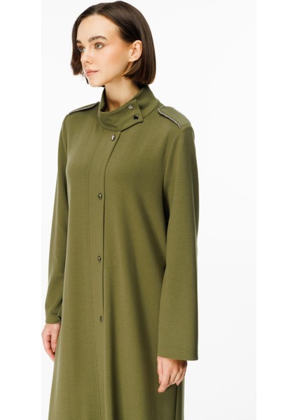 Spy El Işi Biye Taş Işlemeli Örme Spor Uzun Kap-Haki fırsatları