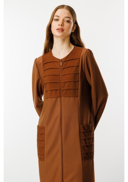 Nervur Detaylı Spor Dökümlü Kumaş Ferace Kap-Kahve indirimleri